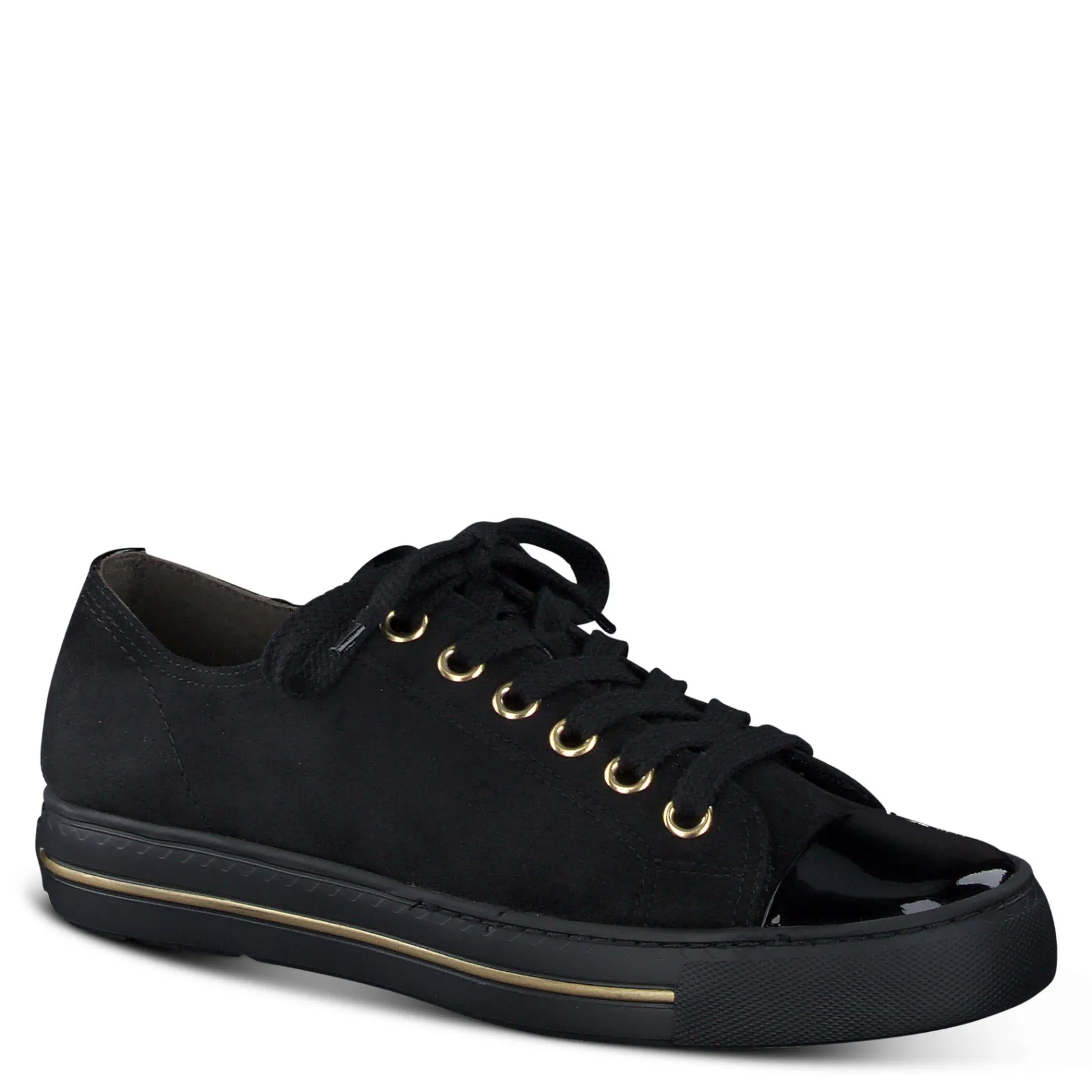 Paul Green SNEAKERS|Shoe Laces|Sophie Sneaker black suede patent combo