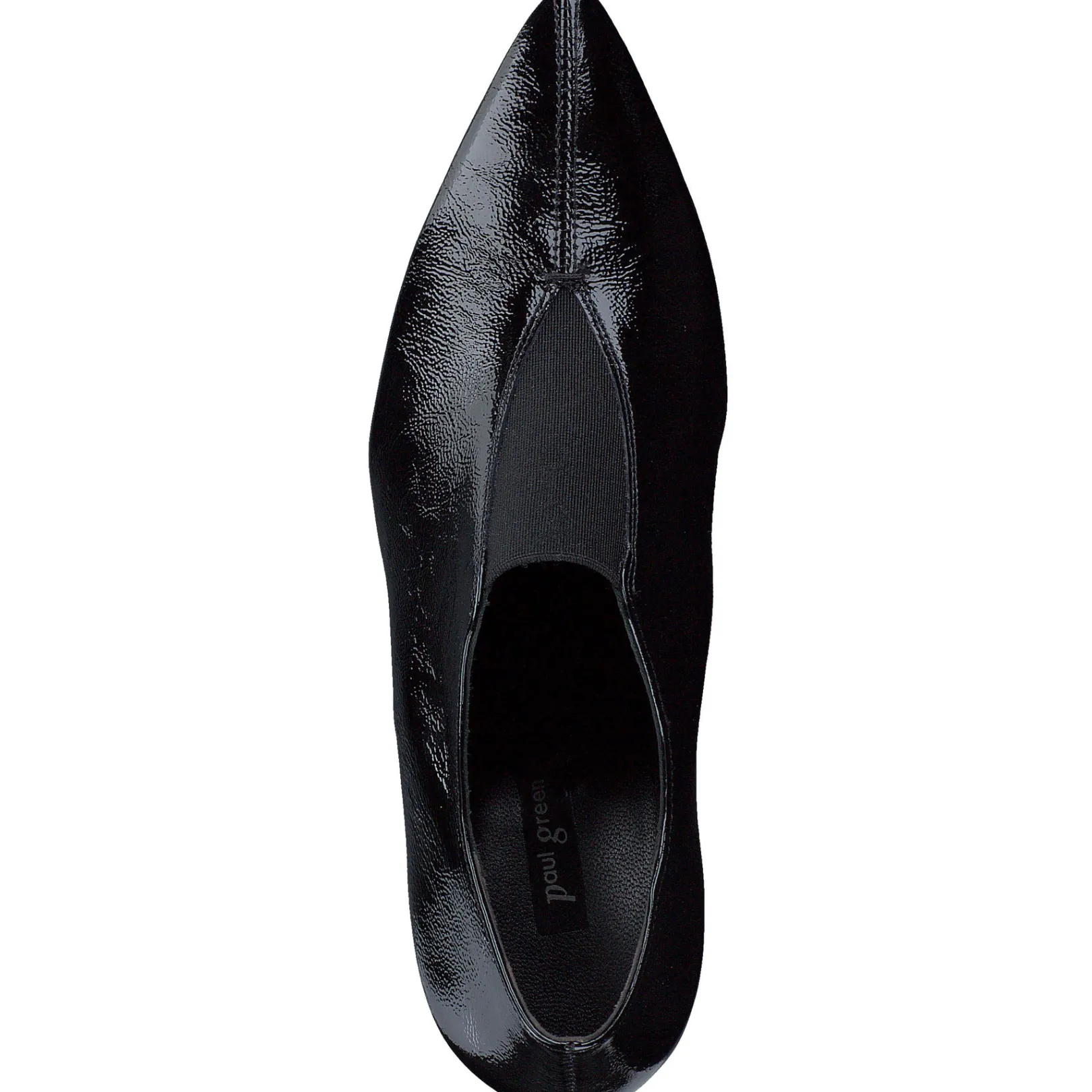 Paul Green SALE|Stacia Heel Black Crinkled Patent